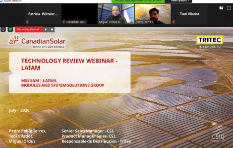 Webinar TRITEC-Intervento «Ventajas Tecnológicas y Nuevos Lanzamientos de productos Canadian Solar»